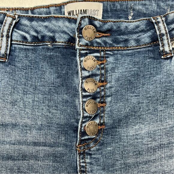 William Rast | Button Fly High Rise Factory Distressed Raw Hem Skinny Jeans - Picture 3 of 7